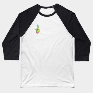 Rainbow Peace Sign Skeleton Hand Baseball T-Shirt